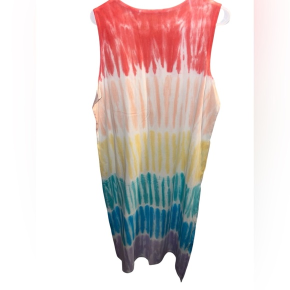 EUC Lands' End Quarter Zip Striped Fleece Dress & Tie Dye Rainbow Maxi Dress XL - Picture 6 of 11